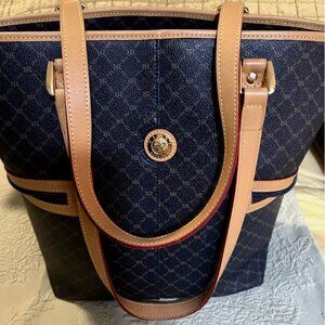 Rioni Navy Blue and Tan Purse Tote Shoulder